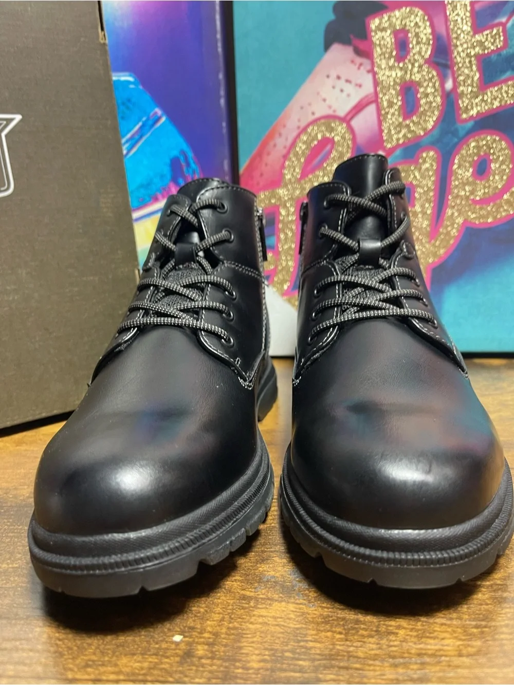 Florsheim Lookout Jr. Boys Plain Toe Lace Up Boots in black size 3